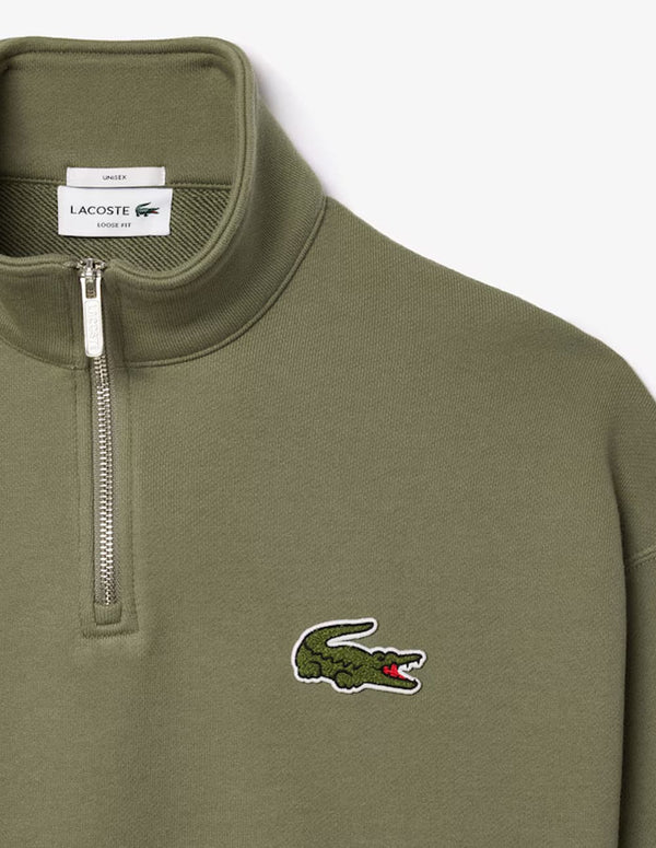 Sudadera Lacoste con Insignia y Cremallera Verde Unisex