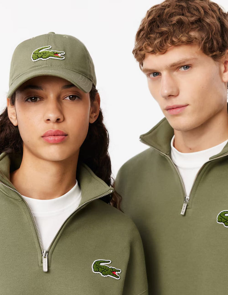 Sudadera Lacoste con Insignia y Cremallera Verde Unisex