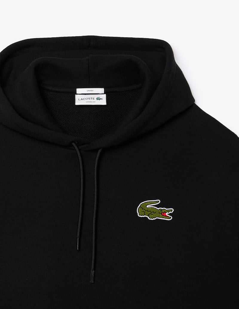 Sudadera con Capucha Lacoste con Insignia Negra Unisex