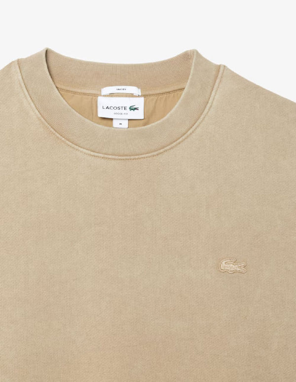 Sudadera Lacoste con Logo Efecto Lavado Beige Unisex