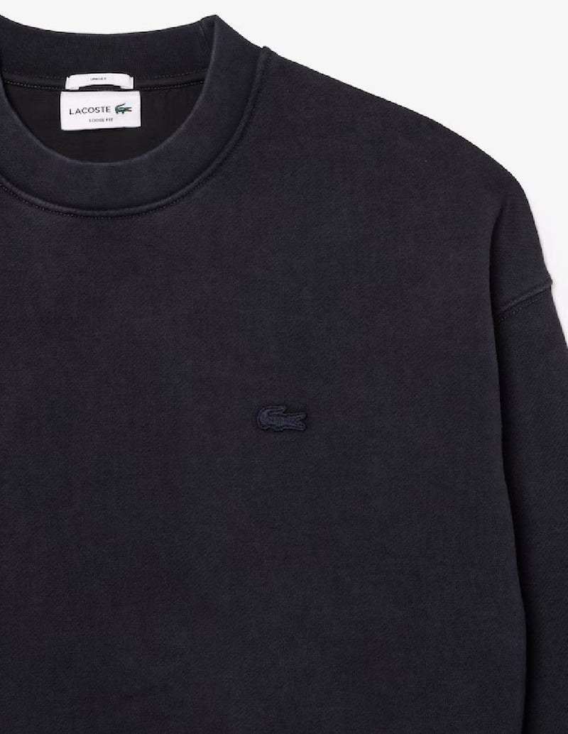 Sudadera Lacoste con Logo Efecto Lavado Negra Unisex