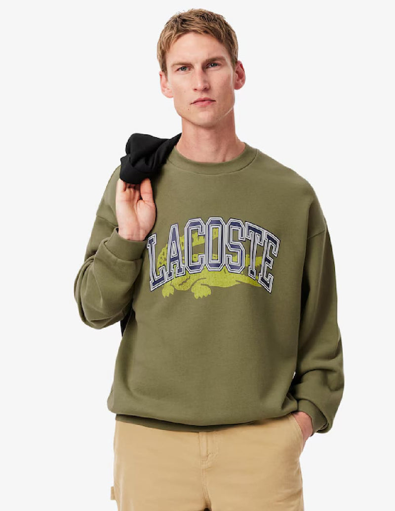 Sudadera Lacoste con Logo Grande Verde Hombre