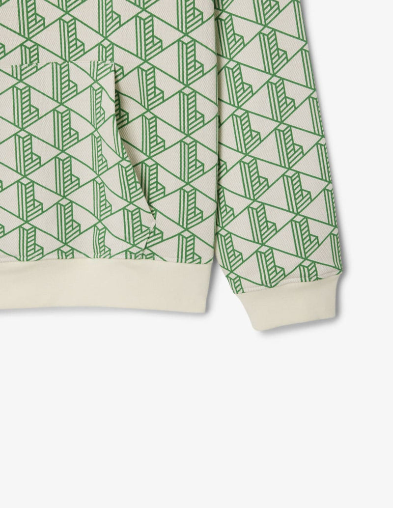 Sudadera con Capucha Lacoste con Logo Monogram Blanca y Verde Hombre
