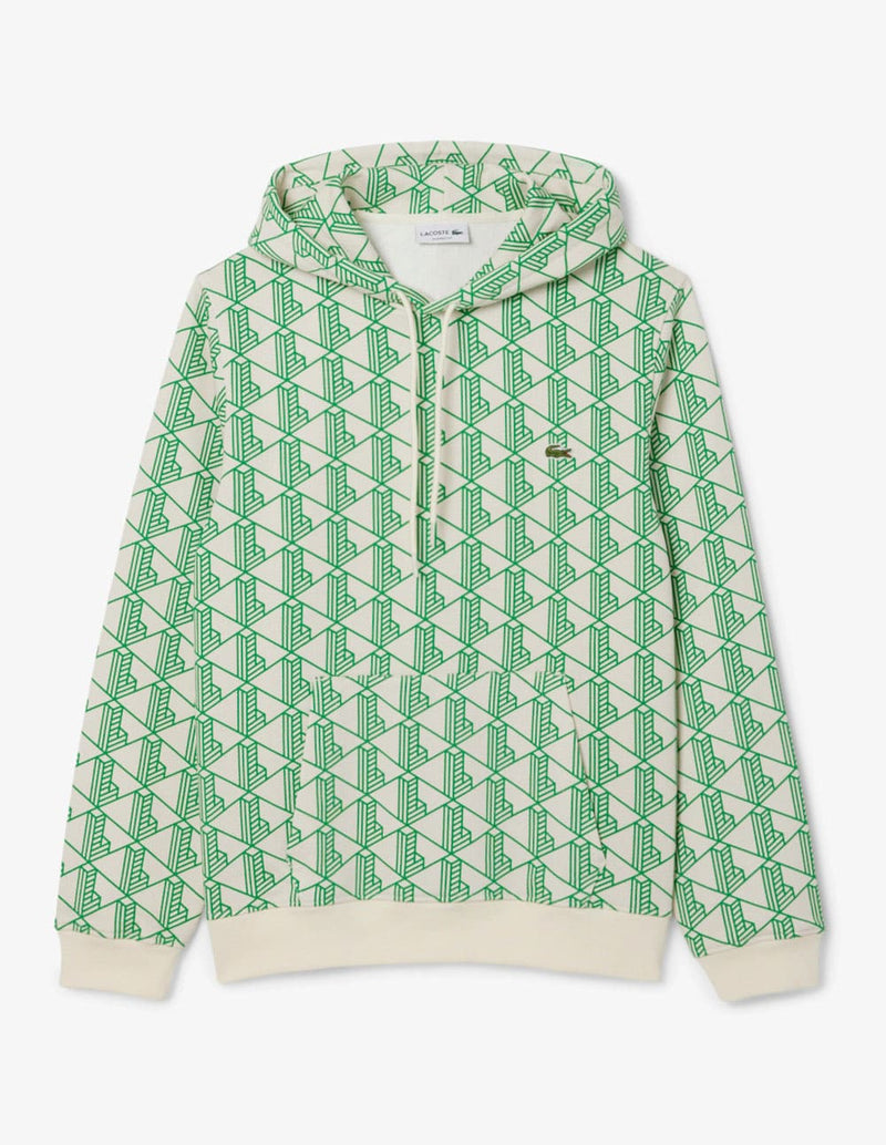 Sudadera con Capucha Lacoste con Logo Monogram Blanca y Verde Hombre