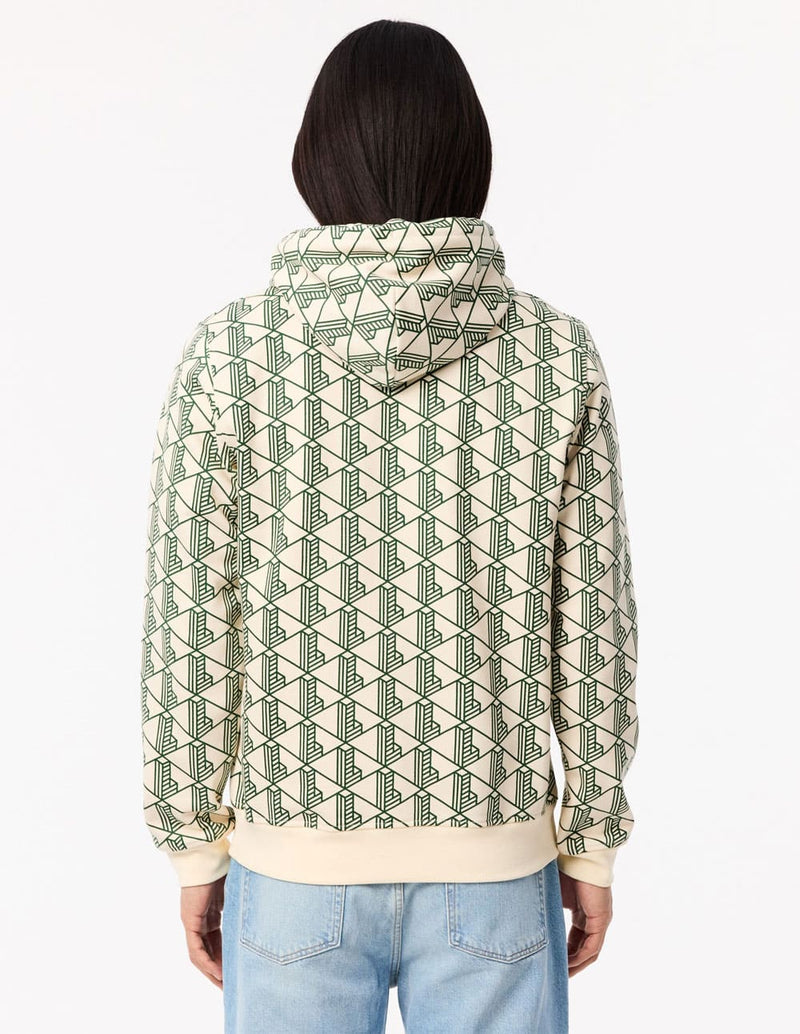 Sudadera con Capucha Lacoste con Logo Monograma Verde y Beige Hombre