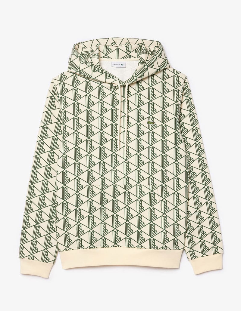 Sudadera con Capucha Lacoste con Logo Monograma Verde y Beige Hombre