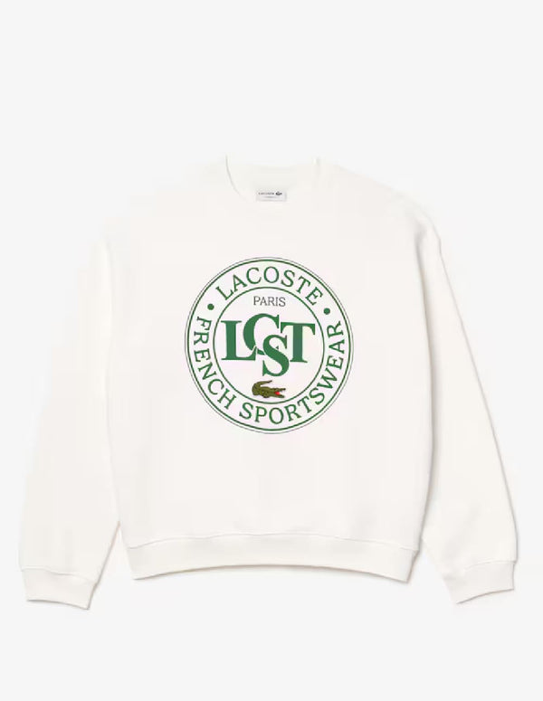 Sudadera Lacoste con Estampado Blanca Hombre