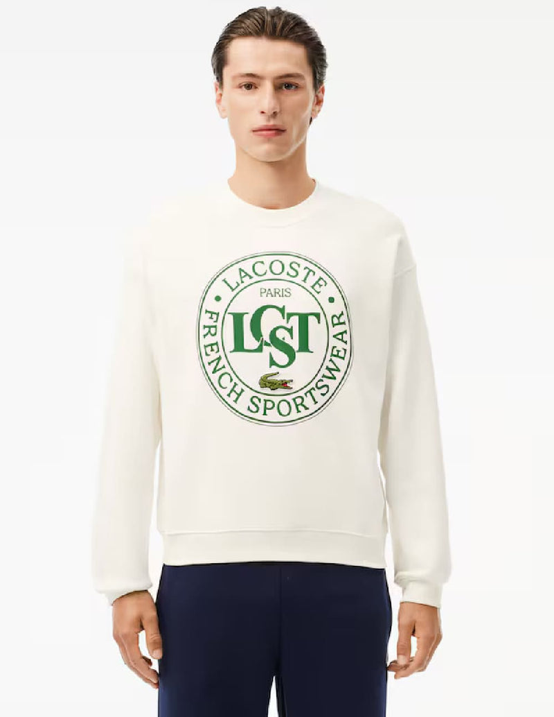 Sudadera Lacoste con Estampado Blanca Hombre