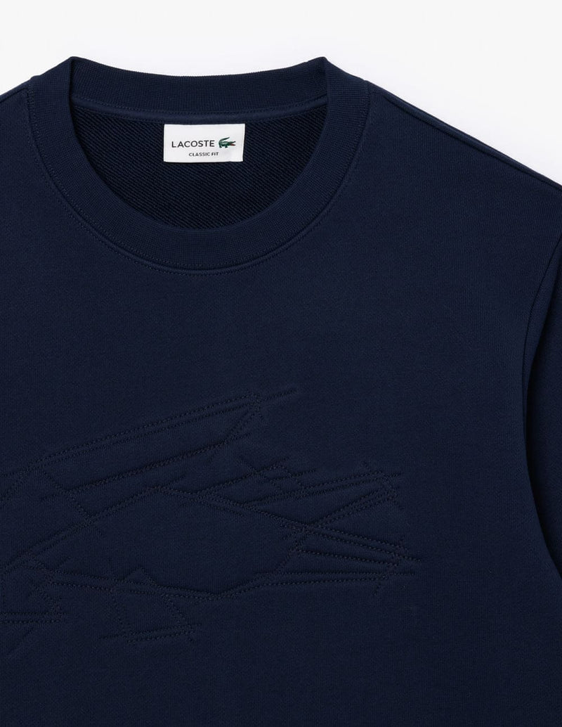 Sudadera Lacoste con Logo Bordado Azul Marino Hombre