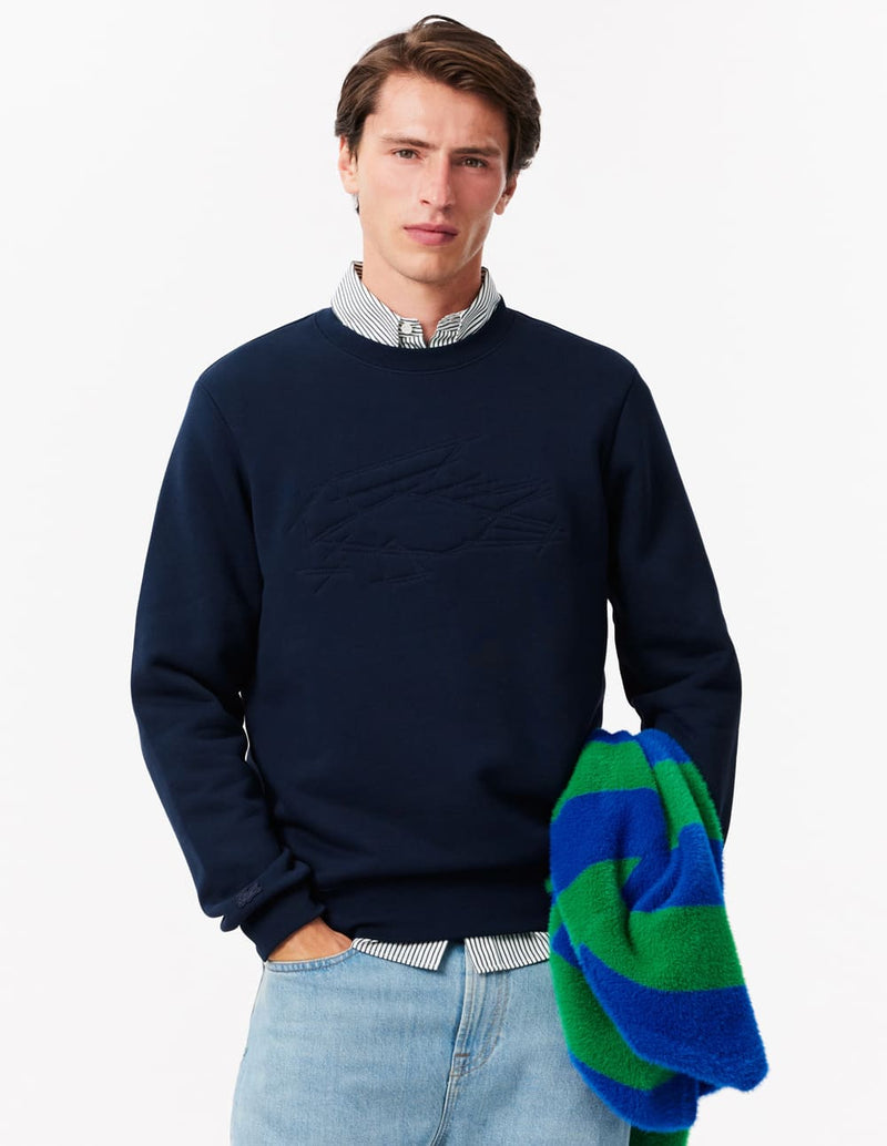 Sudadera Lacoste con Logo Bordado Azul Marino Hombre