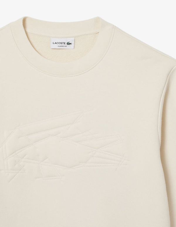 Sudadera Lacoste con Logo Bordado Beige Hombre