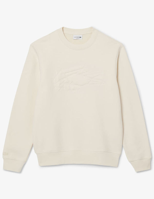 Sudadera Lacoste con Logo Bordado Beige Hombre