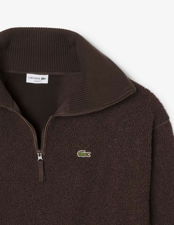 Sudadera Lacoste de Forro Polar Marrón Hombre