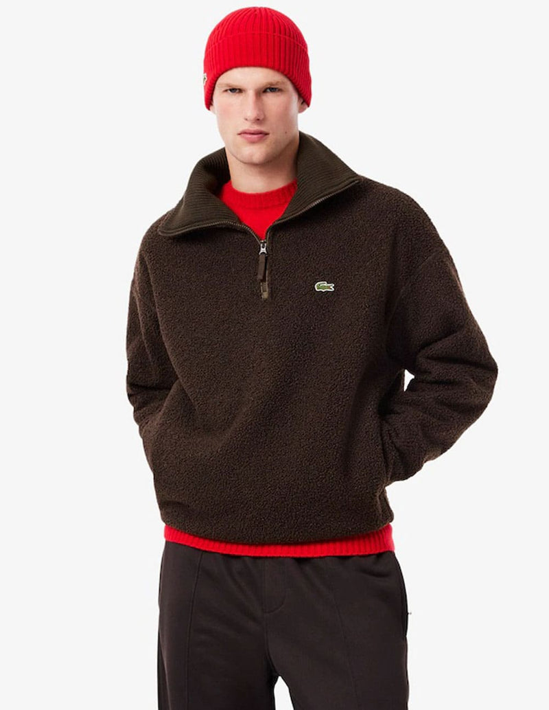 Sudadera Lacoste de Forro Polar Marrón Hombre