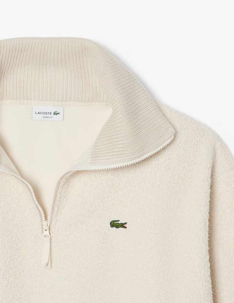 Sudadera Lacoste de Forro Polar Beige Hombre