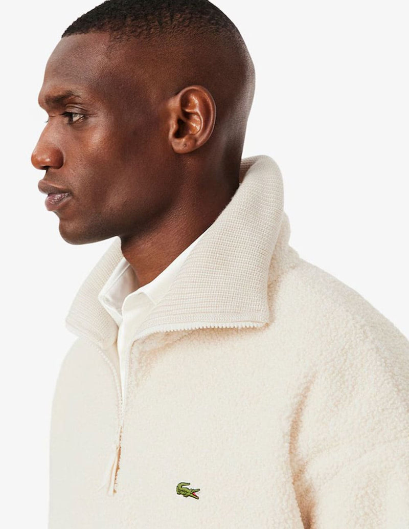 Sudadera Lacoste de Forro Polar Beige Hombre