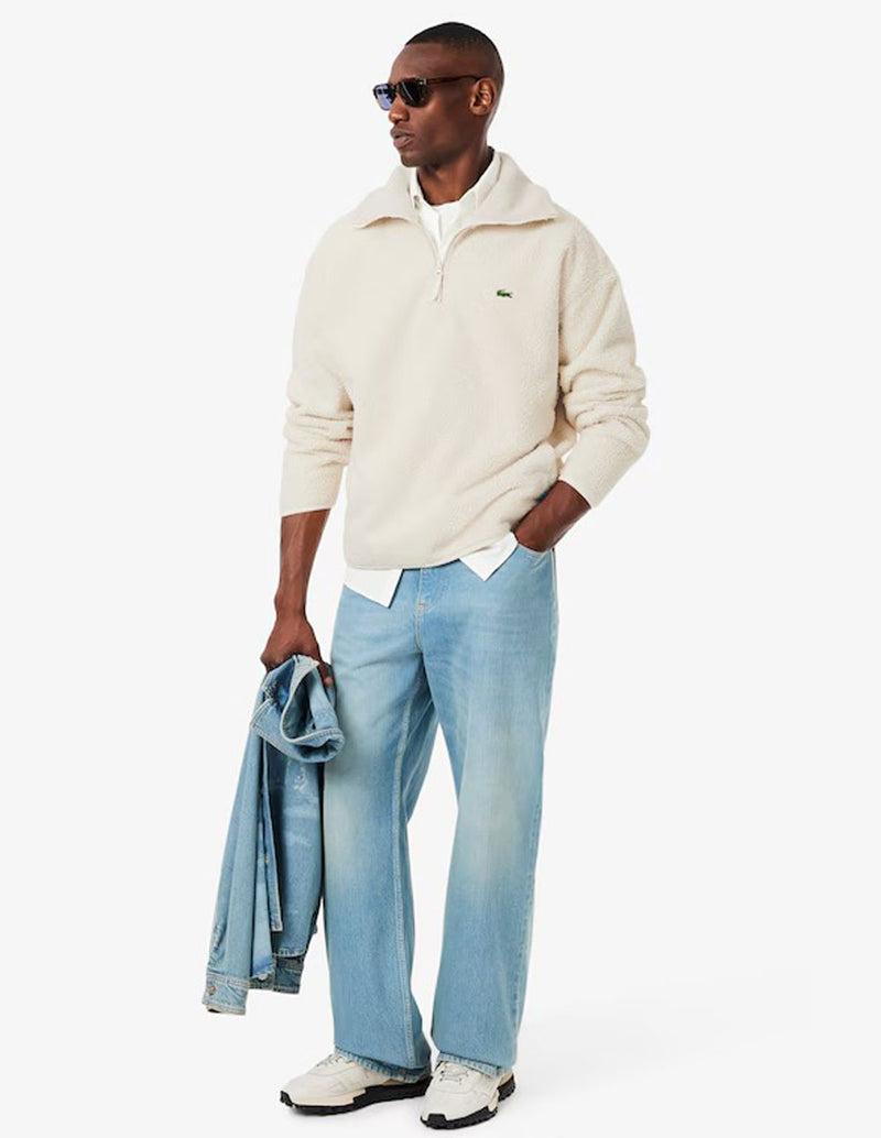 Sudadera Lacoste de Forro Polar Beige Hombre