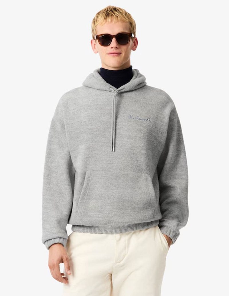 Sudadera con Capucha Lacoste con Firma Bordada Gris Hombre