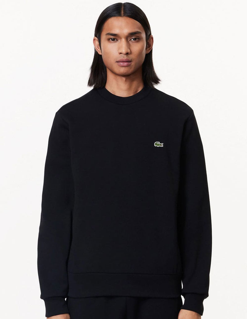 Sudadera Lacoste con Logo de Algodón Ecológico Negra Hombre