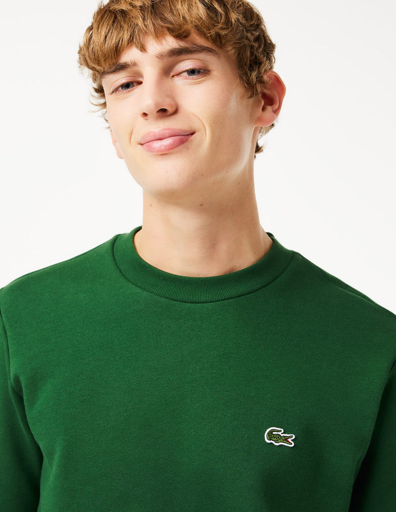 Sudadera Lacoste con Logo de Algodón Ecológico Verde Hombre