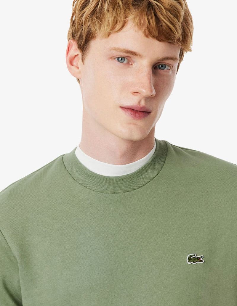 Sudadera Lacoste con Logo de Felpa Verde Hombre SH9608-00-S86