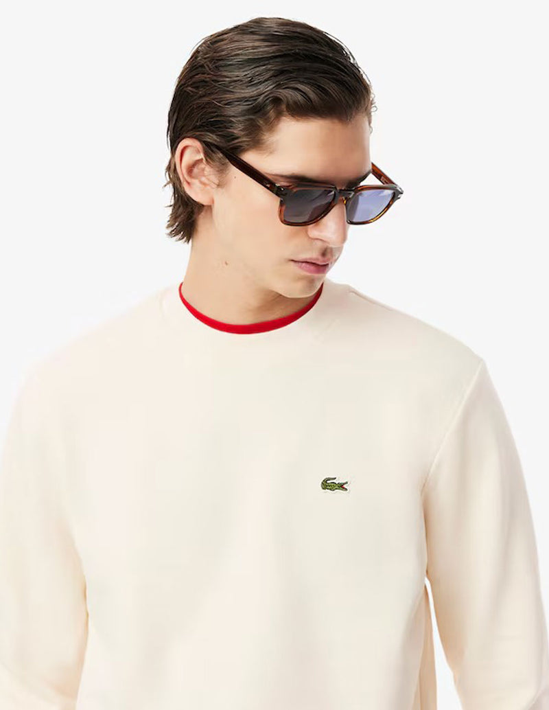 Sudadera Lacoste con Logo de Felpa Beige Hombre