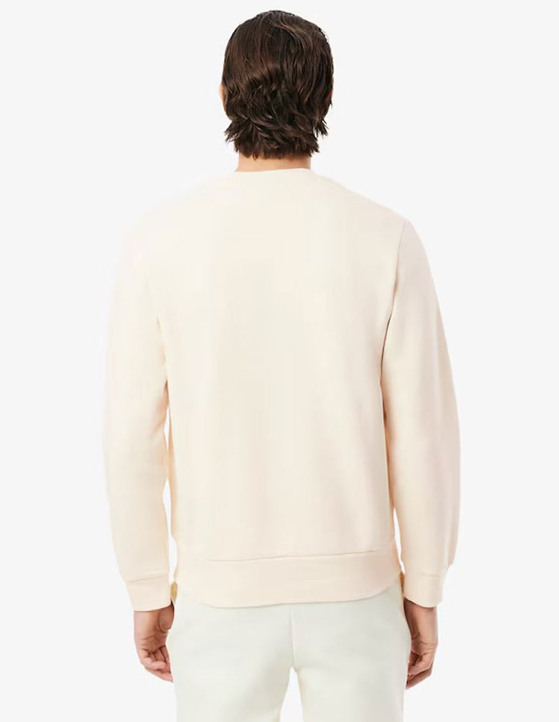 Sudadera Lacoste con Logo de Felpa Beige Hombre