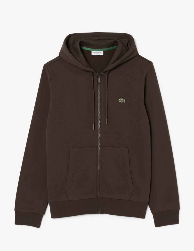 Chaqueta Lacoste con Logo y Capucha Marrón Hombre