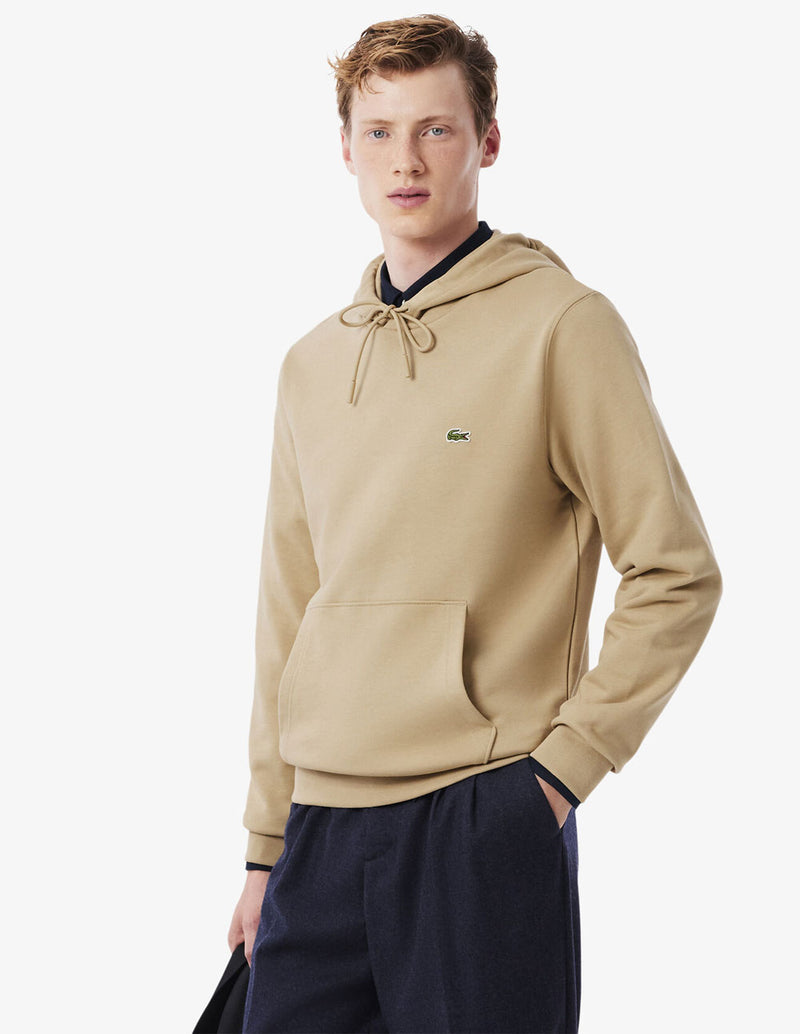 Sudadera con Capucha Lacoste de Felpa con Logo Marrón Hombre