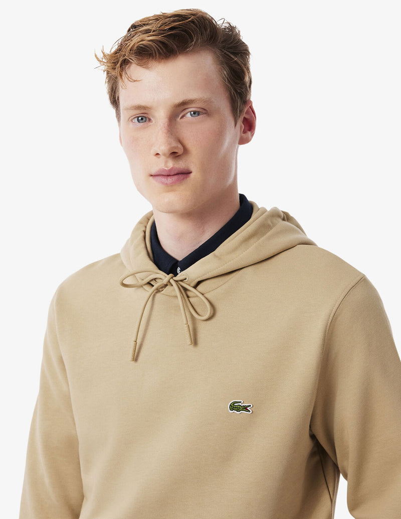 Sudadera con Capucha Lacoste de Felpa con Logo Marrón Hombre