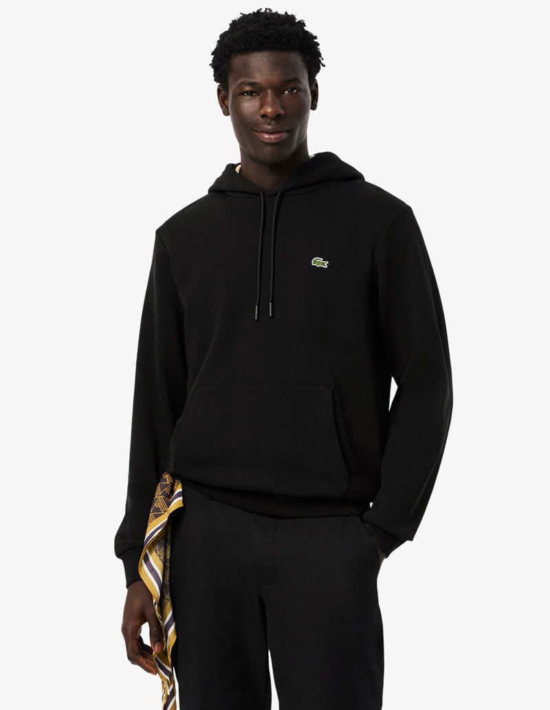 Sudadera con Capucha Lacoste de Felpa con Logo Negra Hombre