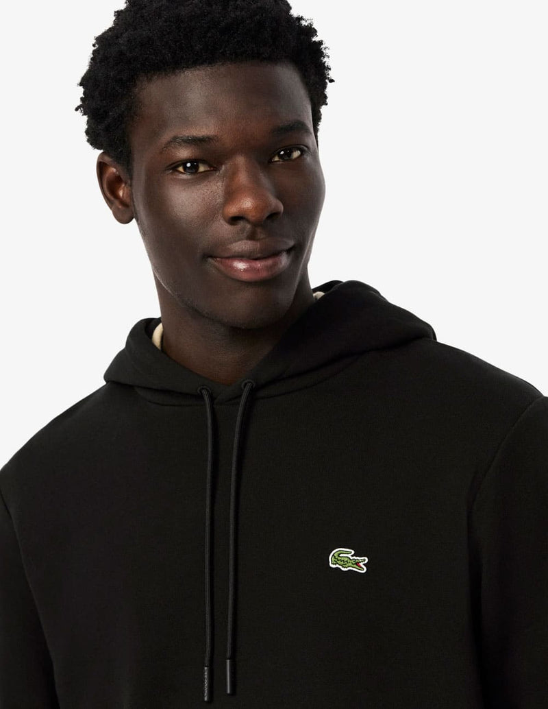 Sudadera con Capucha Lacoste de Felpa con Logo Negra Hombre