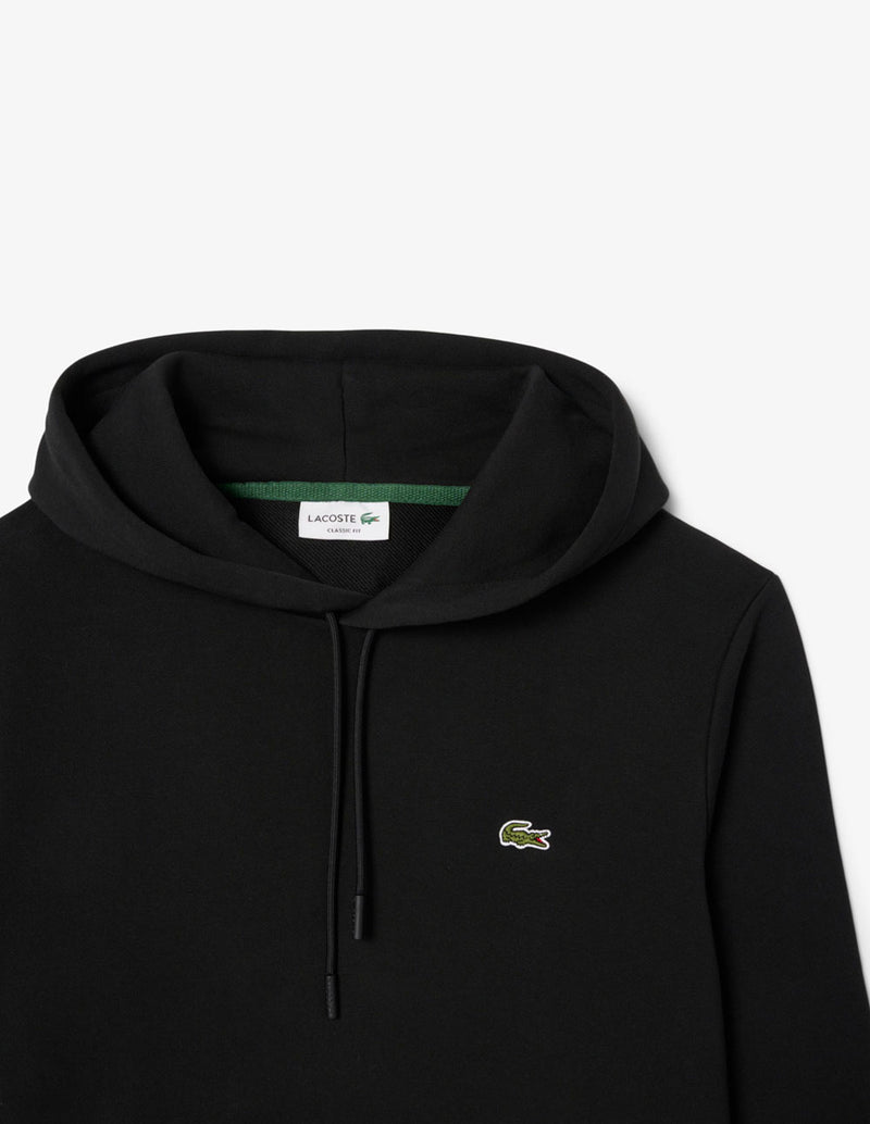 Sudadera con Capucha Lacoste de Felpa con Logo Negra Hombre