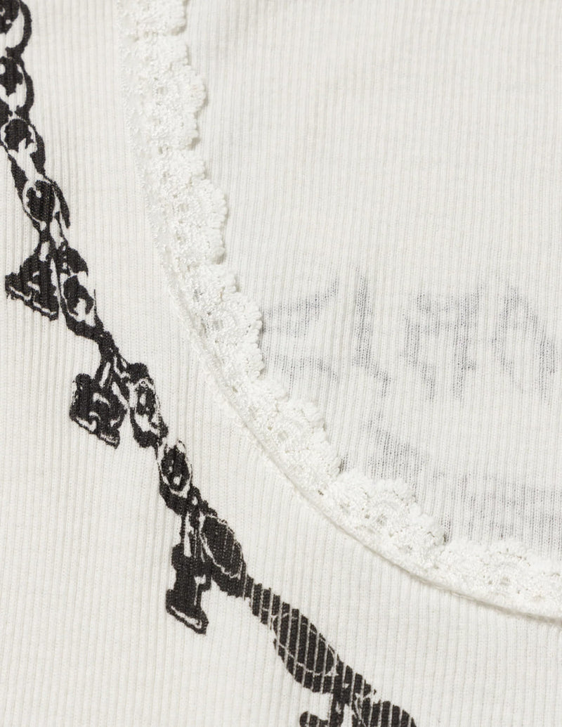 Camiseta Aries Rosaries Lace Trim Blanca Unisex