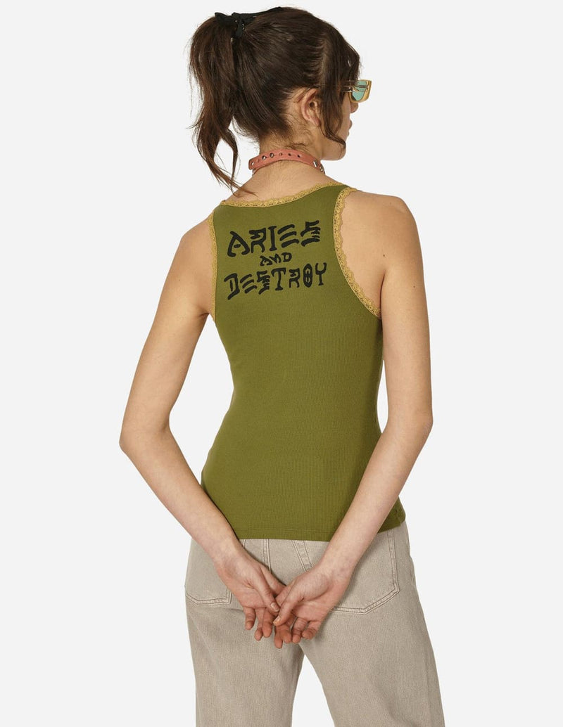 Camiseta Aries Hardcore Lace Trim Verde Mujer