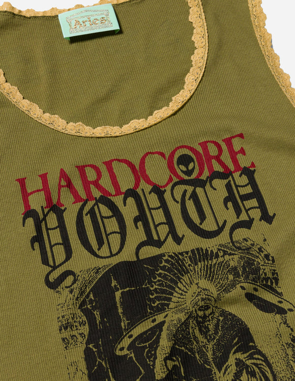 Camiseta Aries Hardcore Lace Trim Verde Mujer