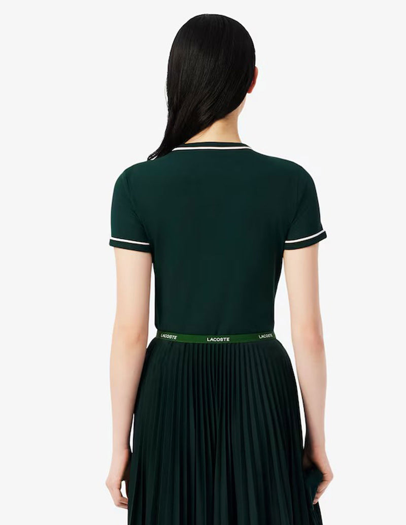 Camiseta Lacoste de Punto de Jersey Verde Mujer