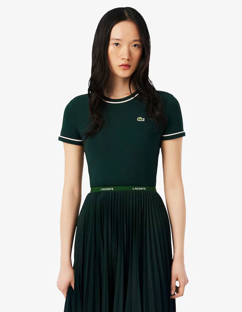 Camiseta Lacoste de Punto de Jersey Verde Mujer