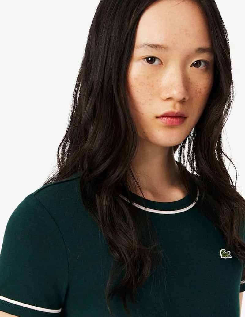 Camiseta Lacoste de Punto de Jersey Verde Mujer