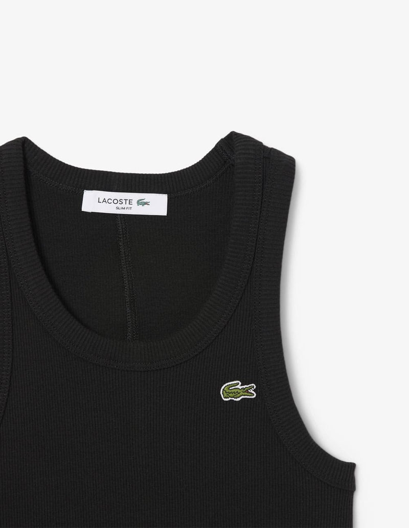 Camiseta Lacoste Slim Fit sin Mangas Negra Mujer