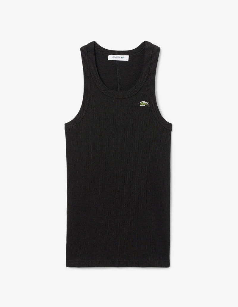 Camiseta Lacoste Slim Fit sin Mangas Negra Mujer