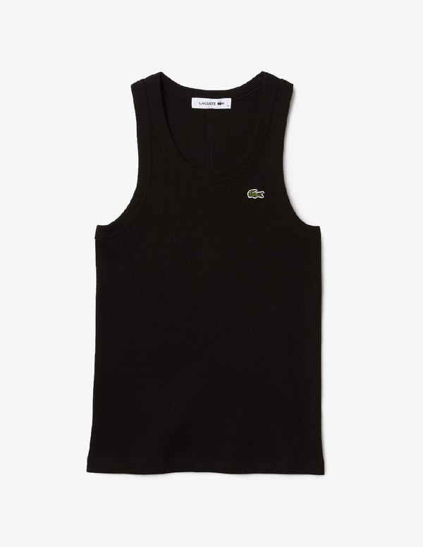 Camiseta Lacoste Slim Fit sin Mangas Negra Mujer