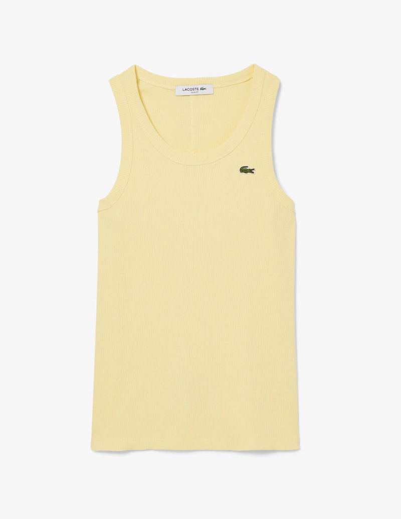 Camiseta Lacoste Slim Fit sin Mangas Amarilla Mujer