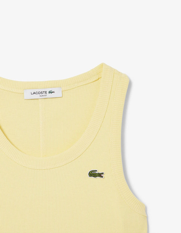 Camiseta Lacoste Slim Fit sin Mangas Amarilla Mujer