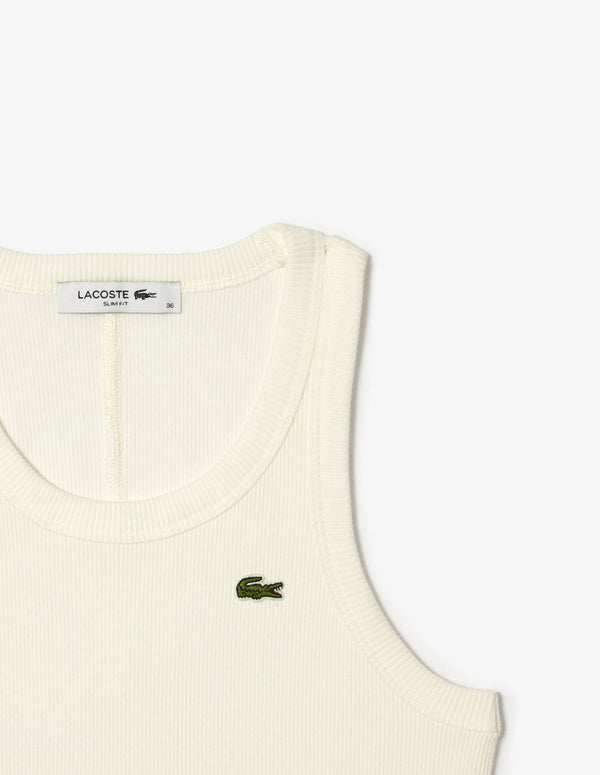 Camiseta Lacoste Slim Fit sin Mangas Blanca Mujer