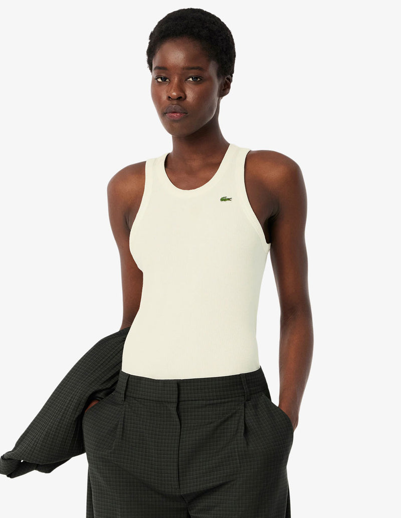 Camiseta Lacoste Slim Fit sin Mangas Blanca Mujer
