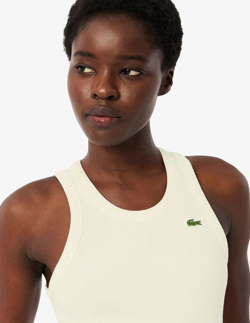 Camiseta Lacoste Slim Fit sin Mangas Blanca Mujer