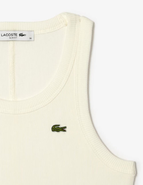 Camiseta Lacoste Slim Fit sin Mangas Blanca Mujer