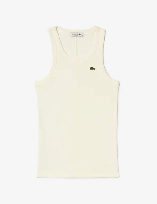 Camiseta Lacoste Slim Fit sin Mangas Blanca Mujer