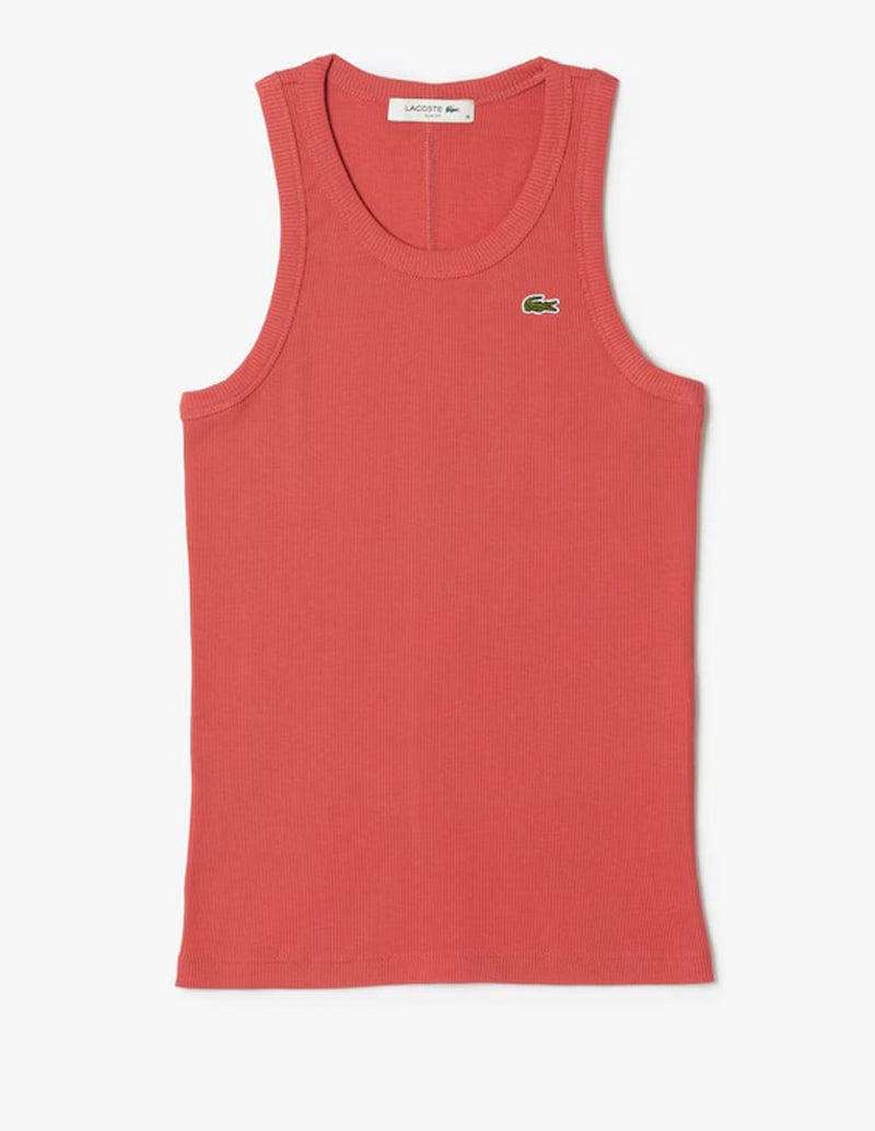 Camiseta Lacoste de Tirantes con Logo Rosa Mujer